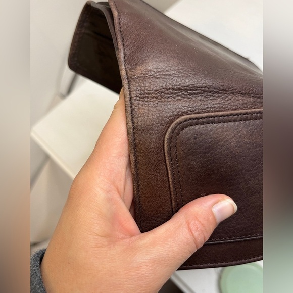 Fossil Deep Brown Pebbled Leather Tri-fold Wallet Card Slots & Zip Pockets - Picture 9 of 10